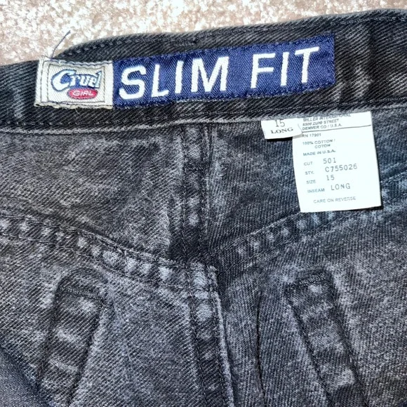 VTG Cruel Girl Slim Fit 15L Black Acid Wash, Y2K, High rise mom jeans 29" inseam - Picture 4 of 6